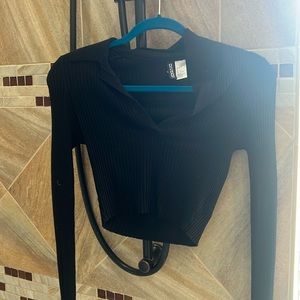 H&M cropped black ribbed long sleeve